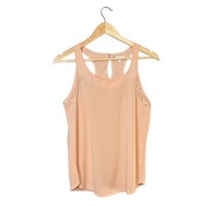 DYNAMITE | Womens Peach Pink Sleeveless Blouse with Lace Accent​